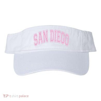 San Diego Varsity Style White With Pink Text Visor