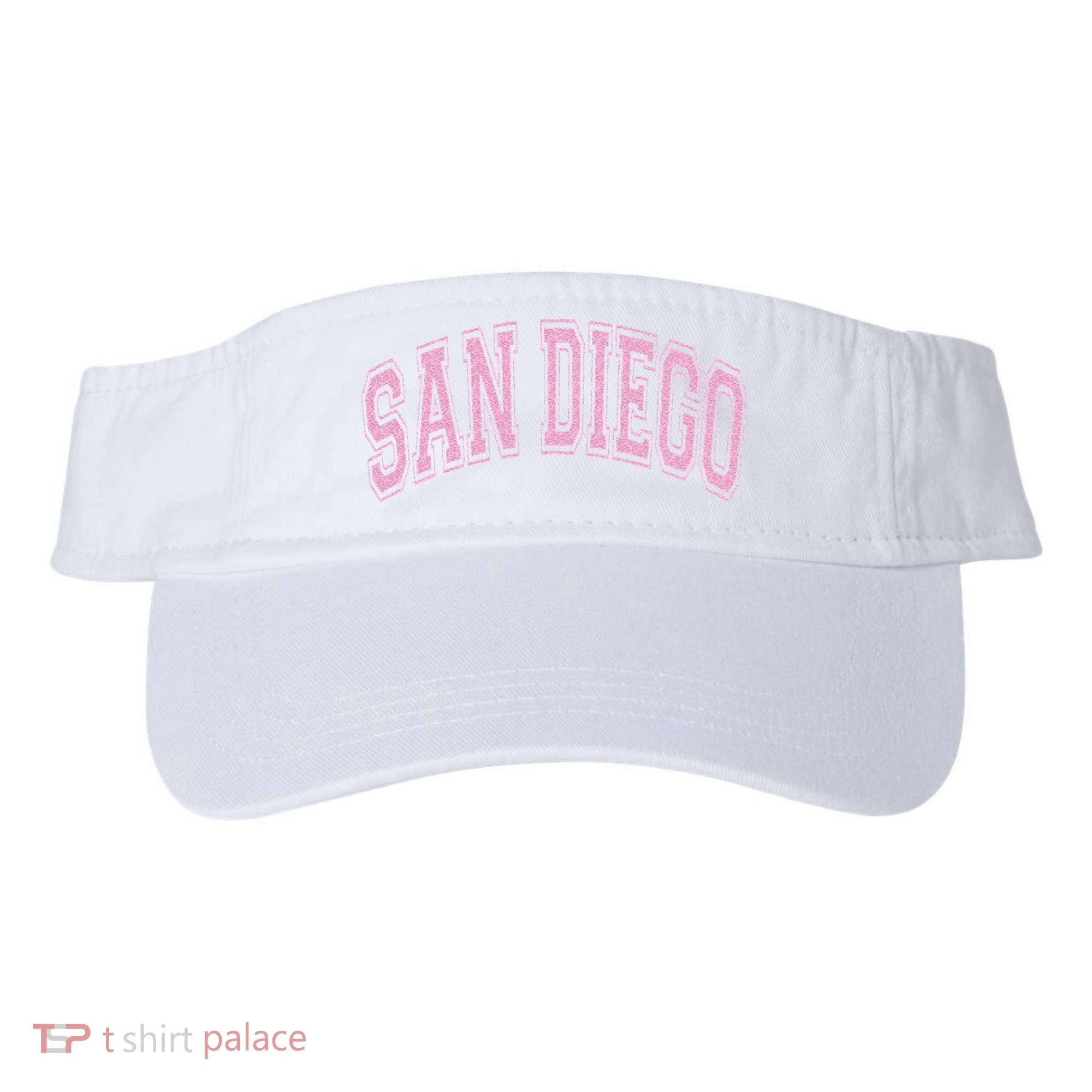 San Diego Varsity Style White With Pink Text Visor
