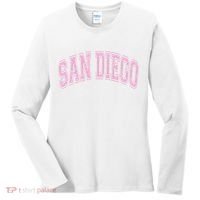 San Diego Varsity Style White With Pink Text Women's Long Sleeve Shirt thumb 0