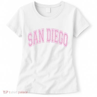 San Diego Varsity Style White With Pink Text Women's T-Shirt