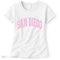 San Diego Varsity Style White With Pink Text Women's T-Shirt thumb 0
