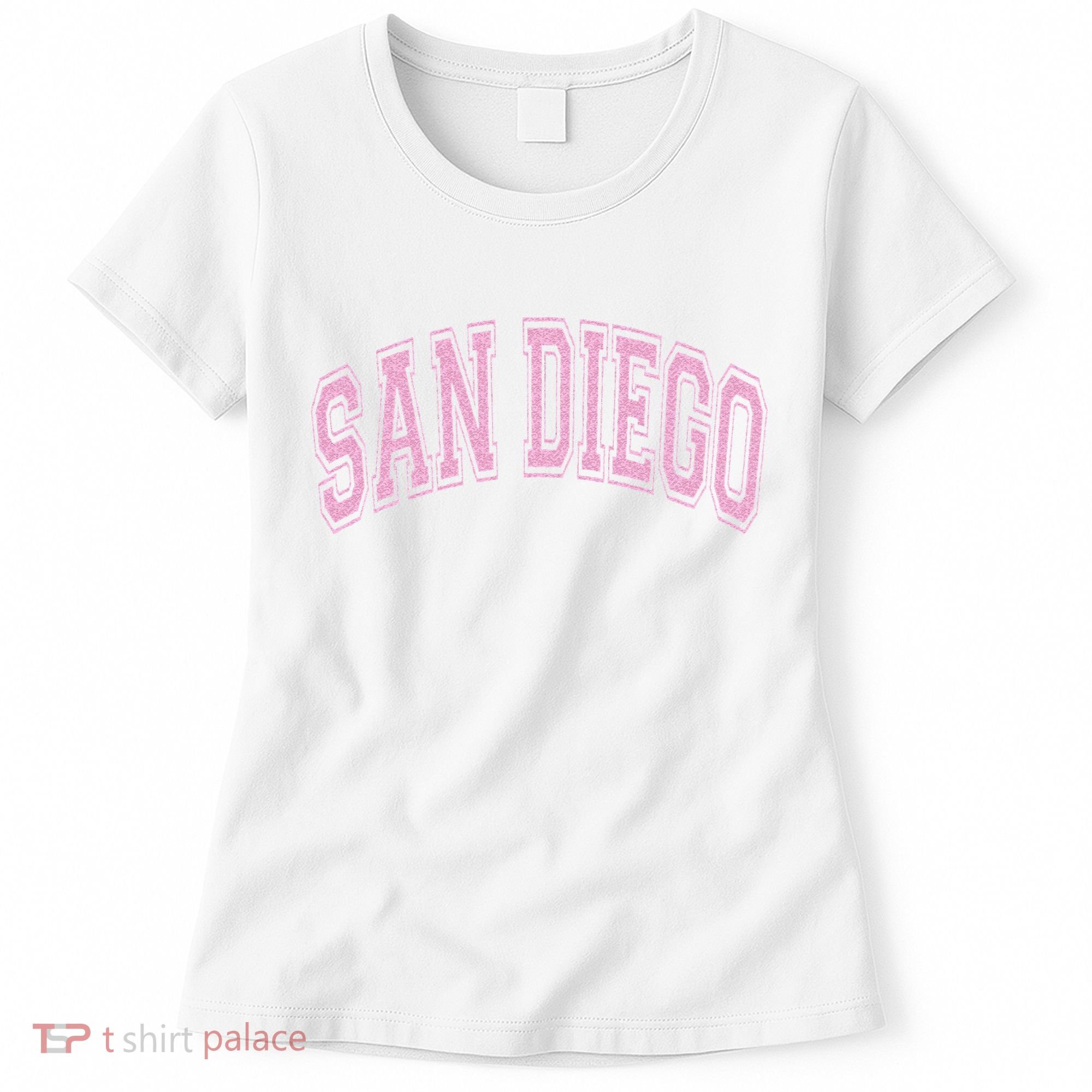 San Diego Varsity Style White With Pink Text Women's T-Shirt