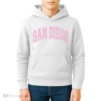 San Diego Varsity Style White With Pink Text Kids Hoodie thumb 4