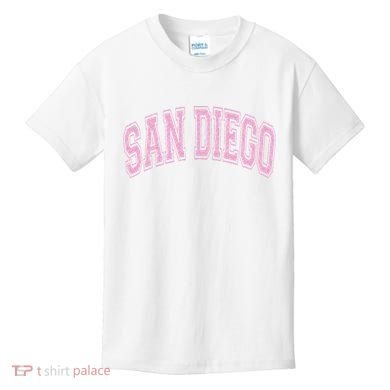 San Diego Varsity Style White With Pink Text Kids T-Shirt