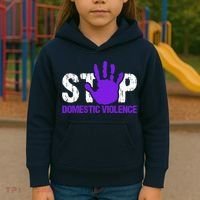 Stop Domestic Violence Awareness Kids Hoodie thumb 3