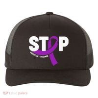 Stop Domestic Violence Awareness Purple Ribbon Yupoong Adult 5-Panel Trucker Hat thumb 0