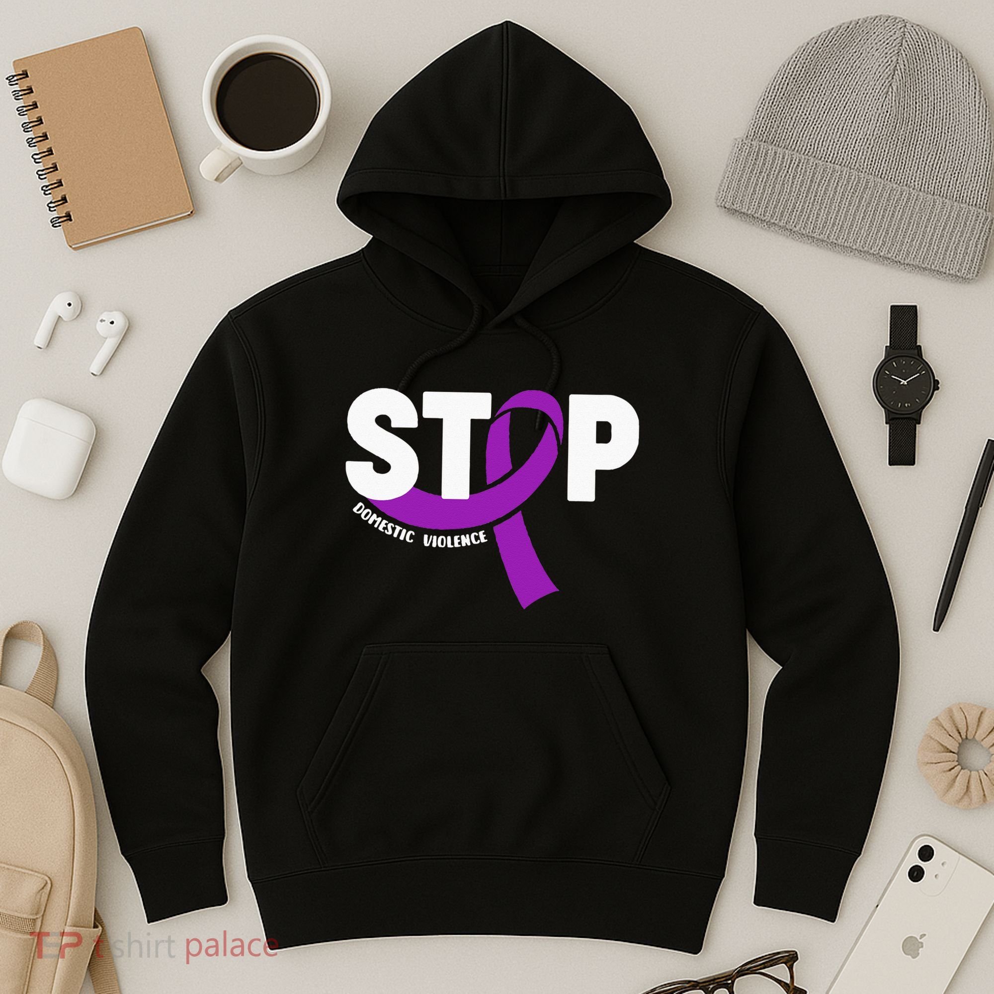 Stop Domestic Violence Awareness Purple Ribbon Hoodie