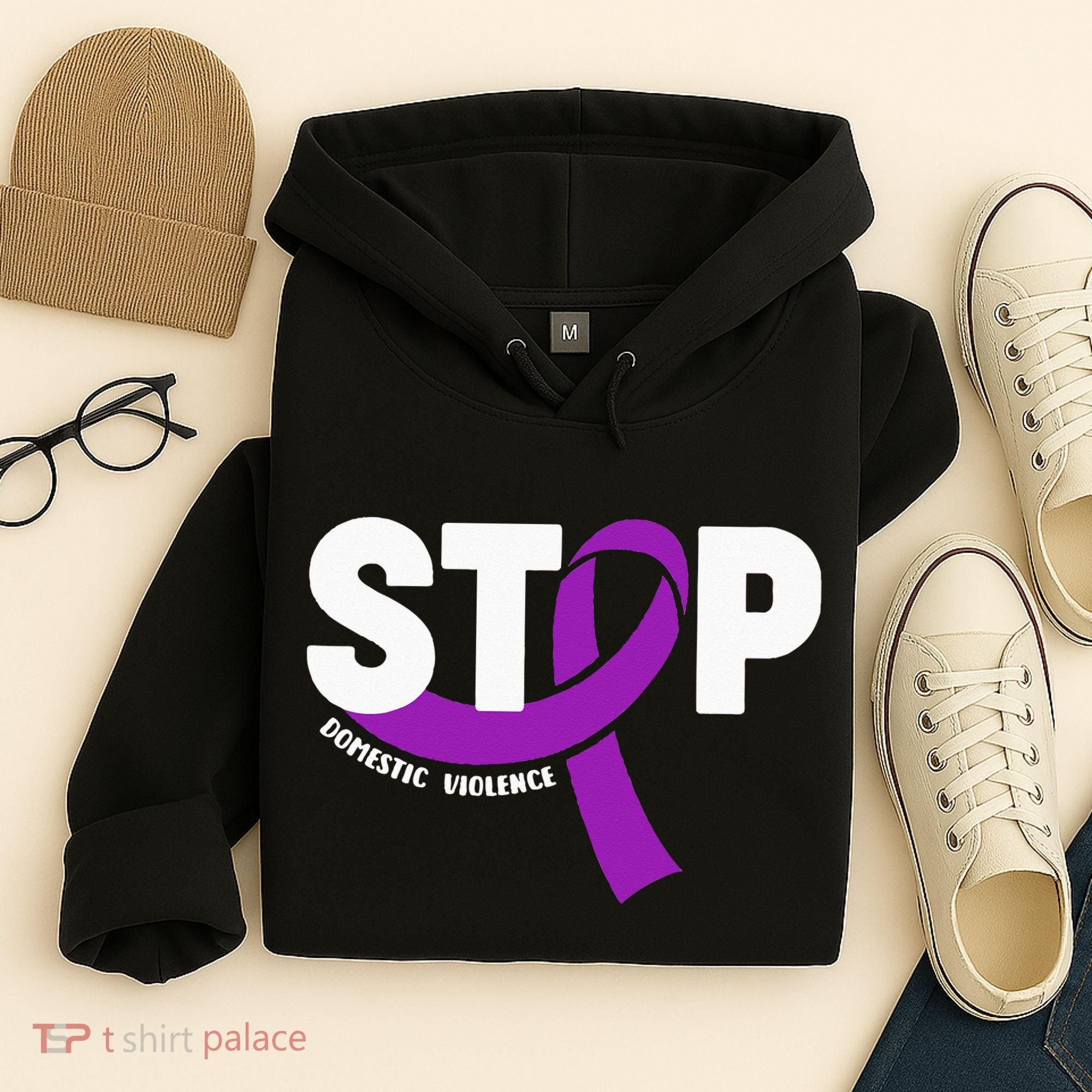Stop Domestic Violence Awareness Purple Ribbon Hoodie