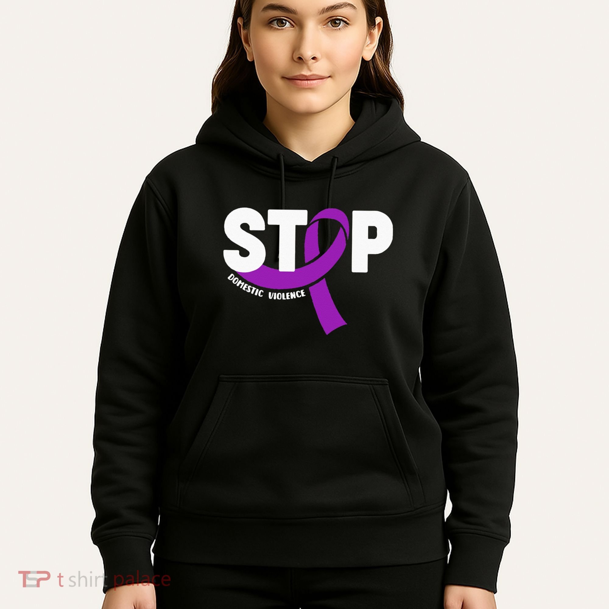 Stop Domestic Violence Awareness Purple Ribbon Hoodie