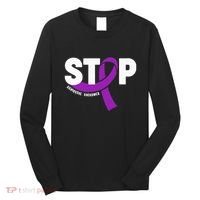 Stop Domestic Violence Awareness Purple Ribbon Long Sleeve Shirt thumb 0