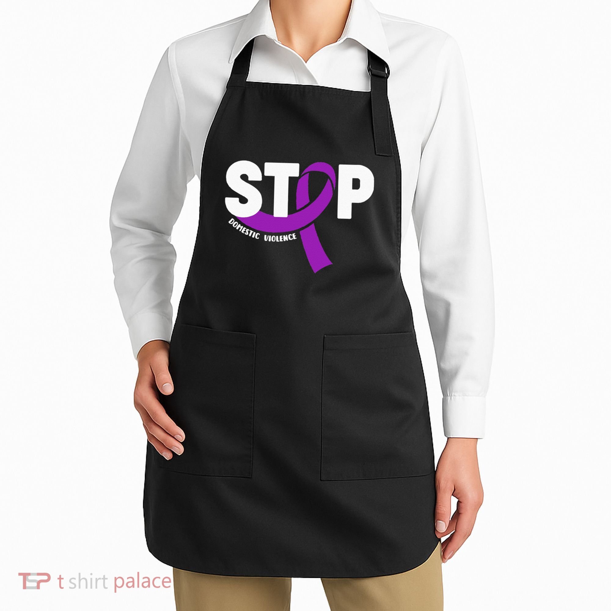 Stop Domestic Violence Awareness Purple Ribbon Apron