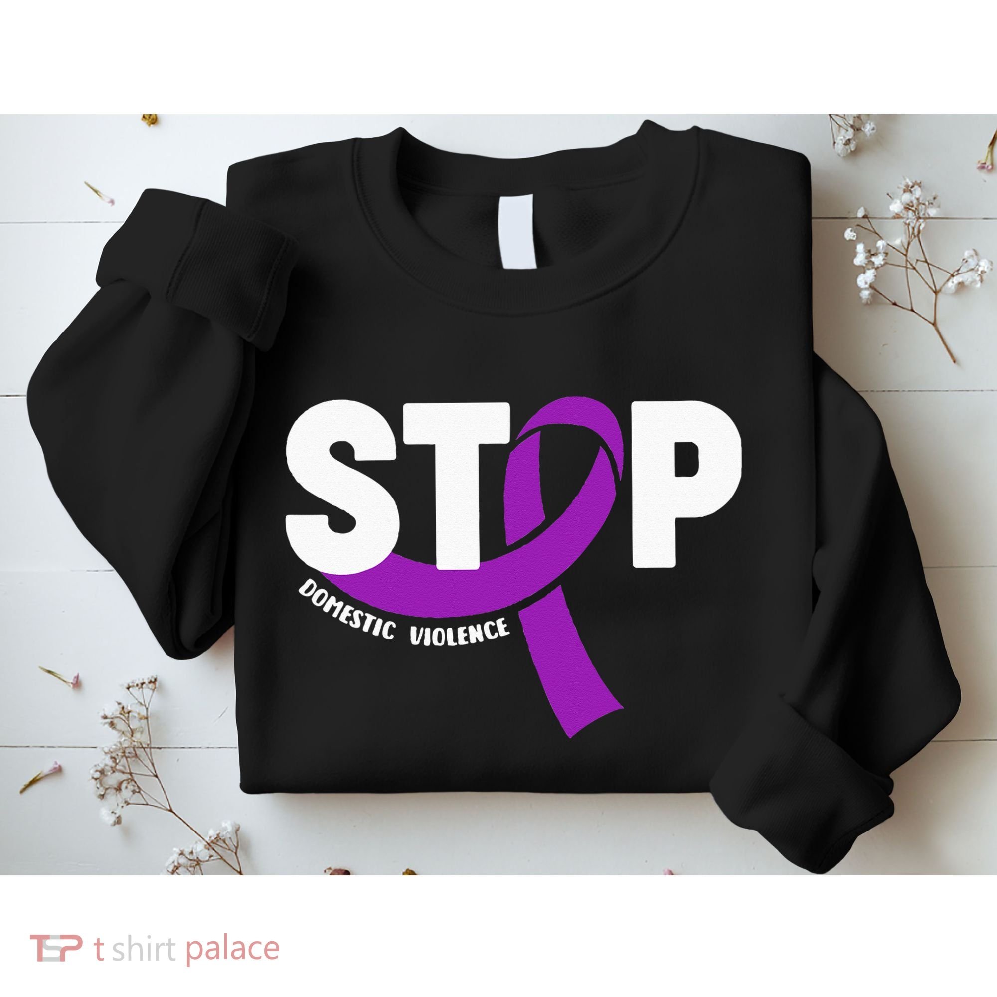 Stop Domestic Violence Awareness Purple Ribbon Sweatshirt