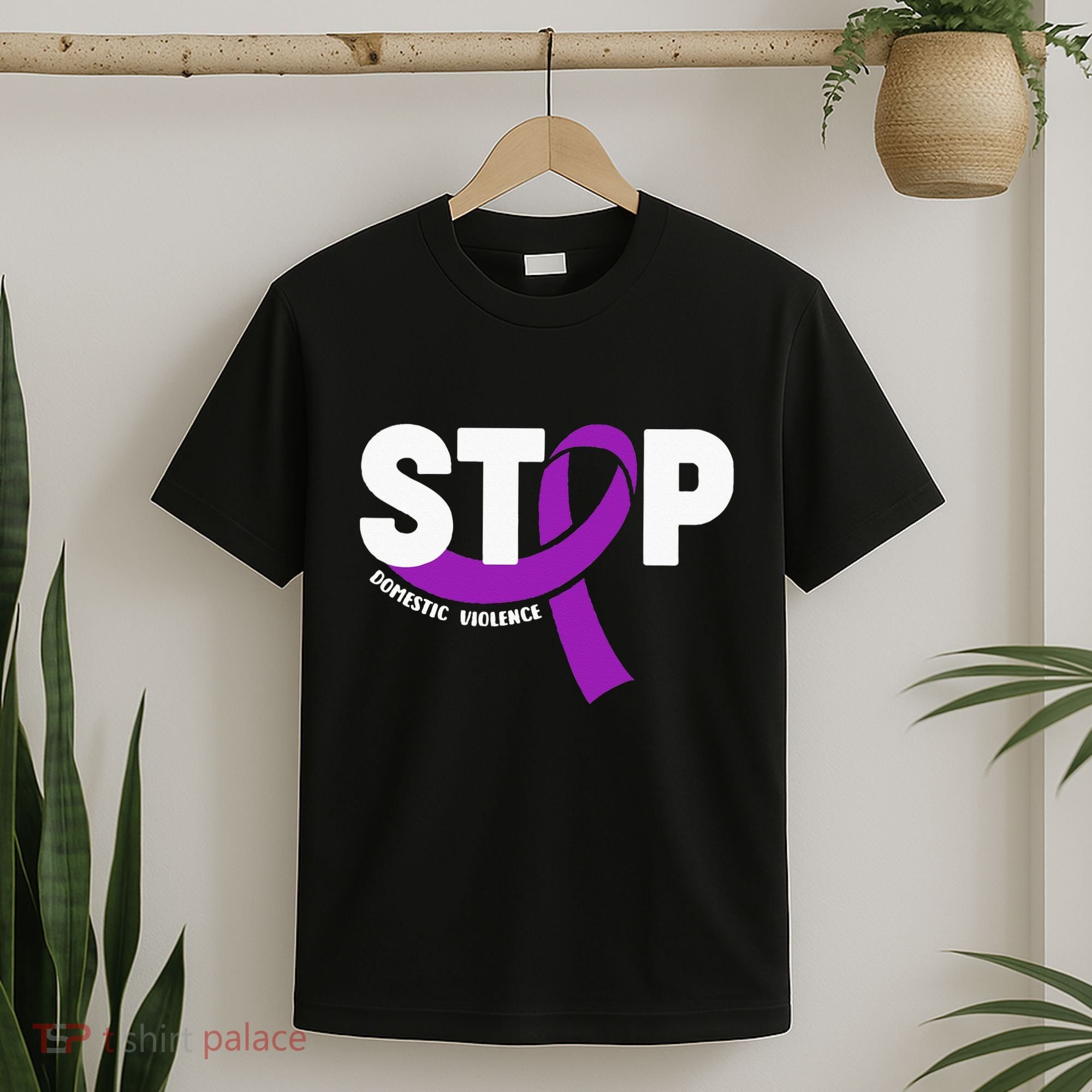 Stop Domestic Violence Awareness Purple Ribbon T-Shirt