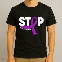 Stop Domestic Violence Awareness Purple Ribbon T-Shirt thumb 3