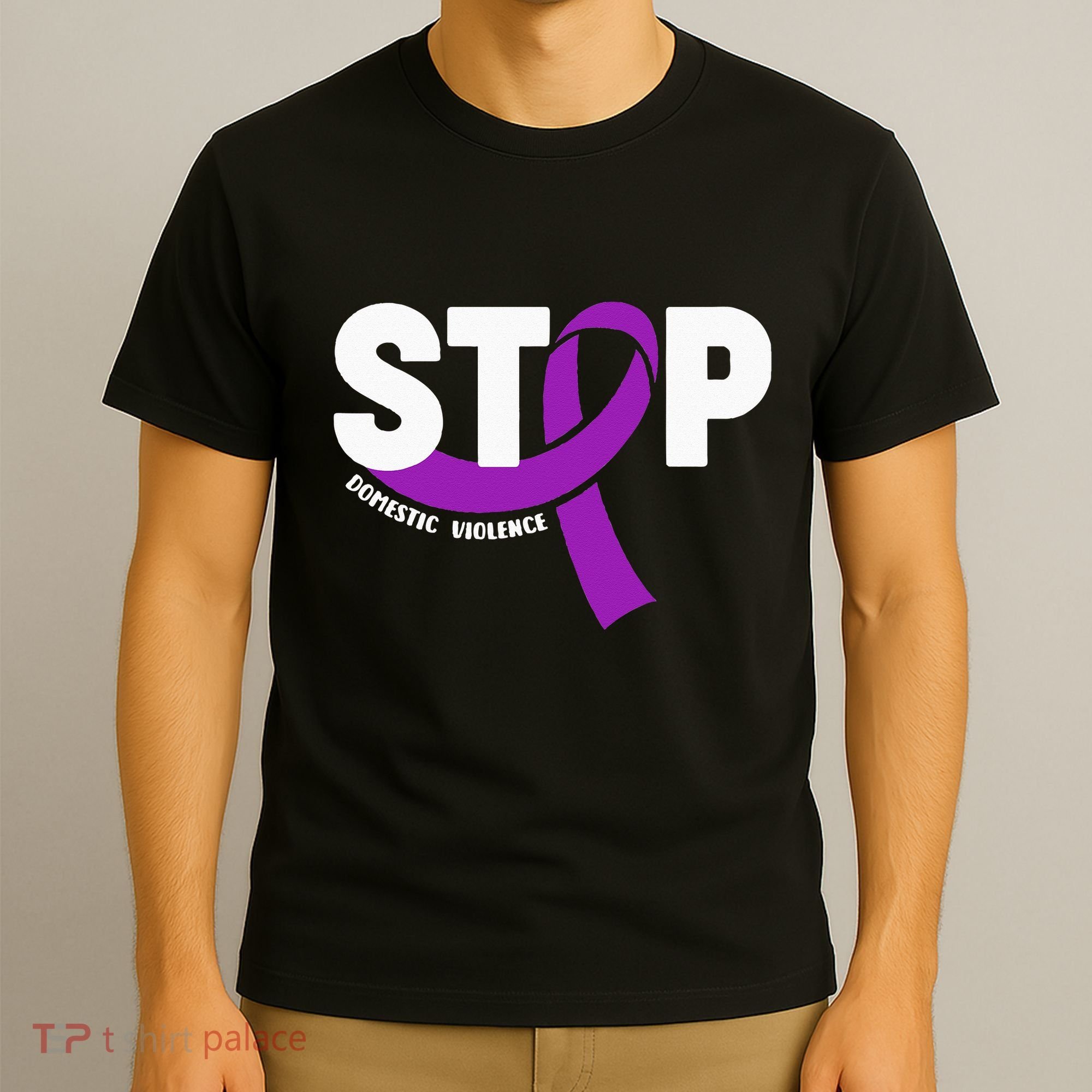 Stop Domestic Violence Awareness Purple Ribbon T-Shirt