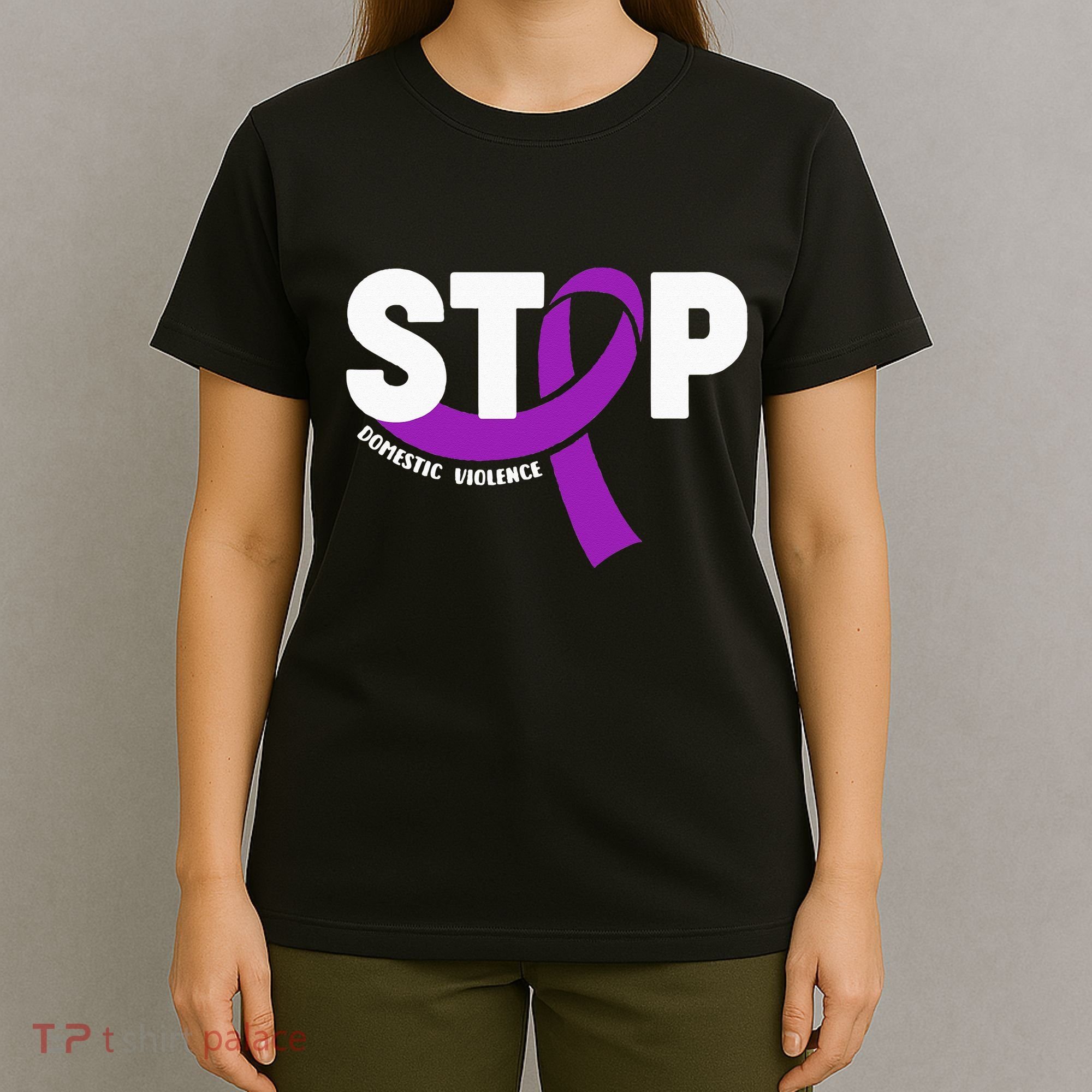Stop Domestic Violence Awareness Purple Ribbon T-Shirt