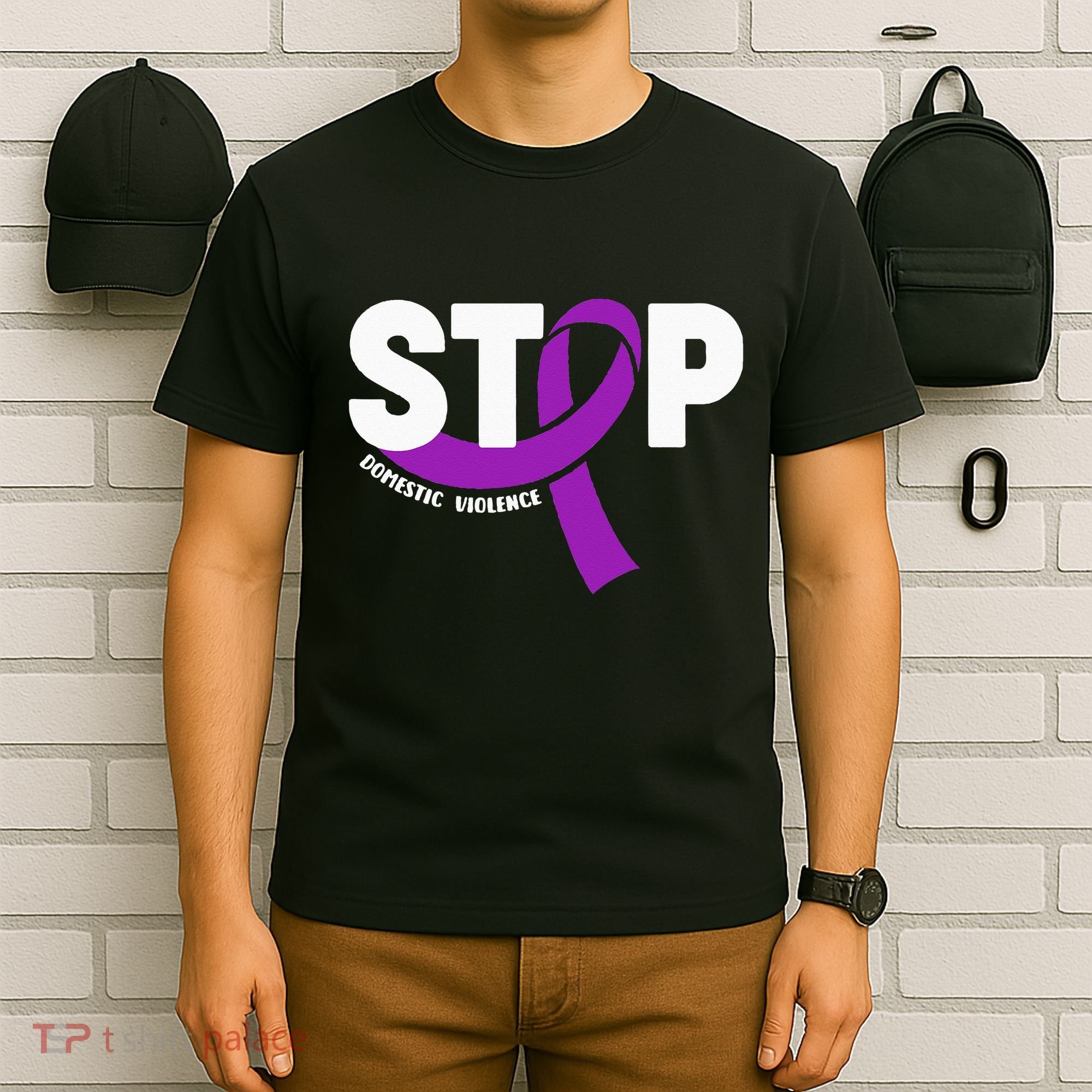 Stop Domestic Violence Awareness Purple Ribbon T-Shirt