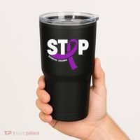 Stop Domestic Violence Awareness Purple Ribbon Tumbler thumb 2