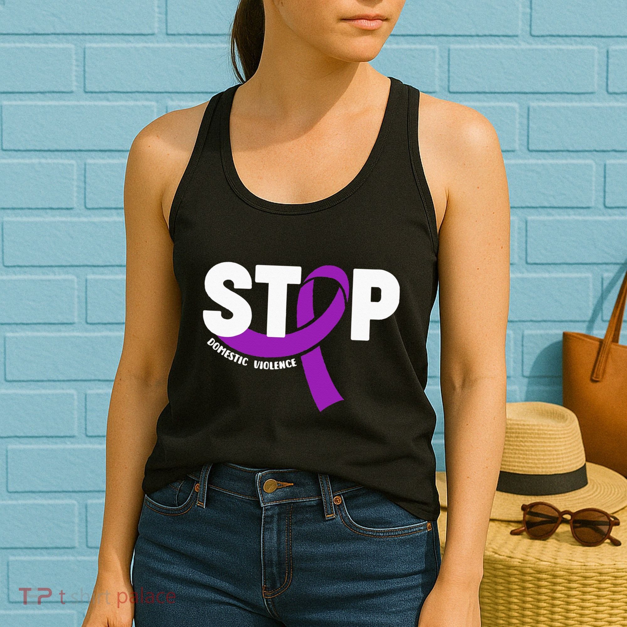 Stop Domestic Violence Awareness Purple Ribbon Women's Tank Top