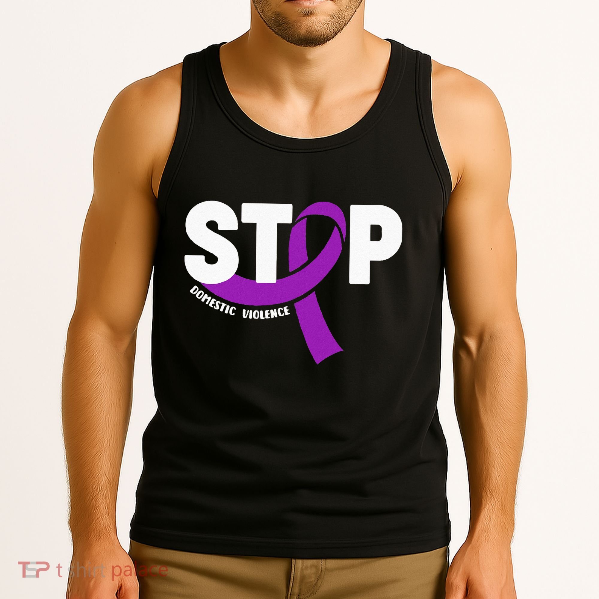 Stop Domestic Violence Awareness Purple Ribbon Tank Top