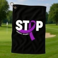 Stop Domestic Violence Awareness Purple Ribbon Golf Towel thumb 1
