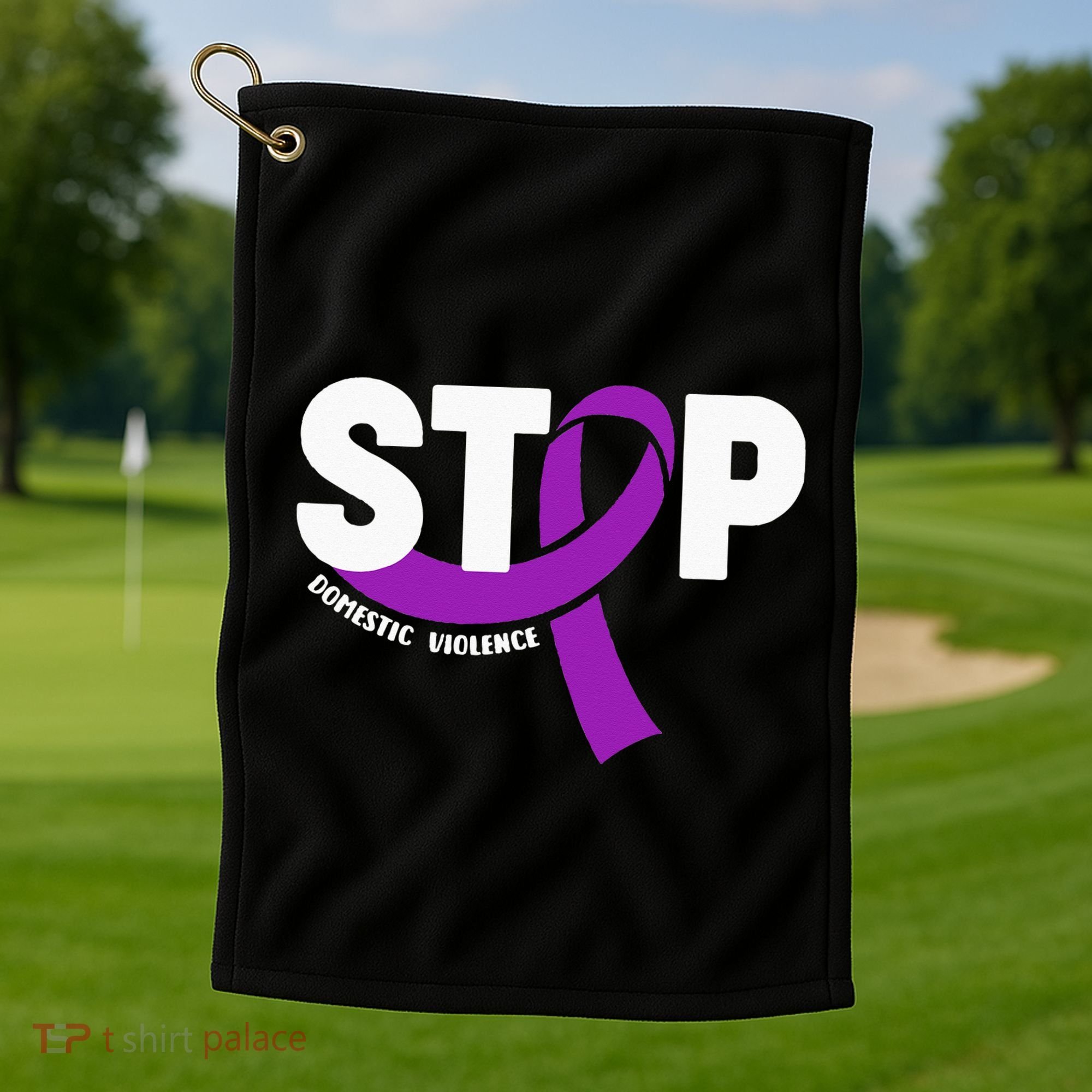 Stop Domestic Violence Awareness Purple Ribbon Golf Towel