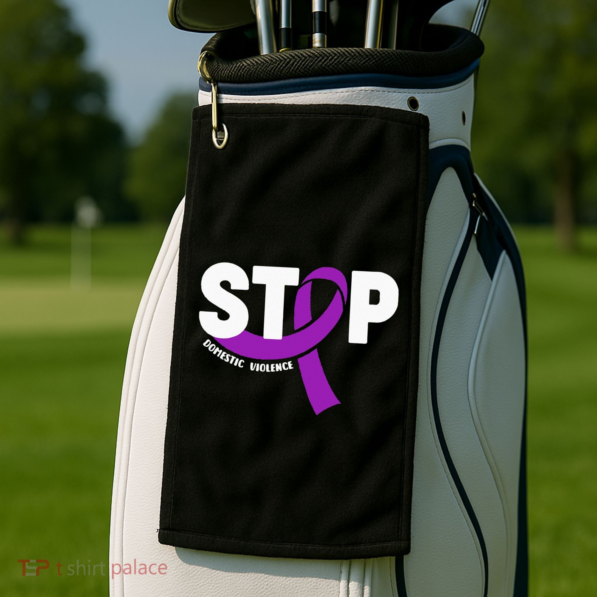 Stop Domestic Violence Awareness Purple Ribbon Golf Towel