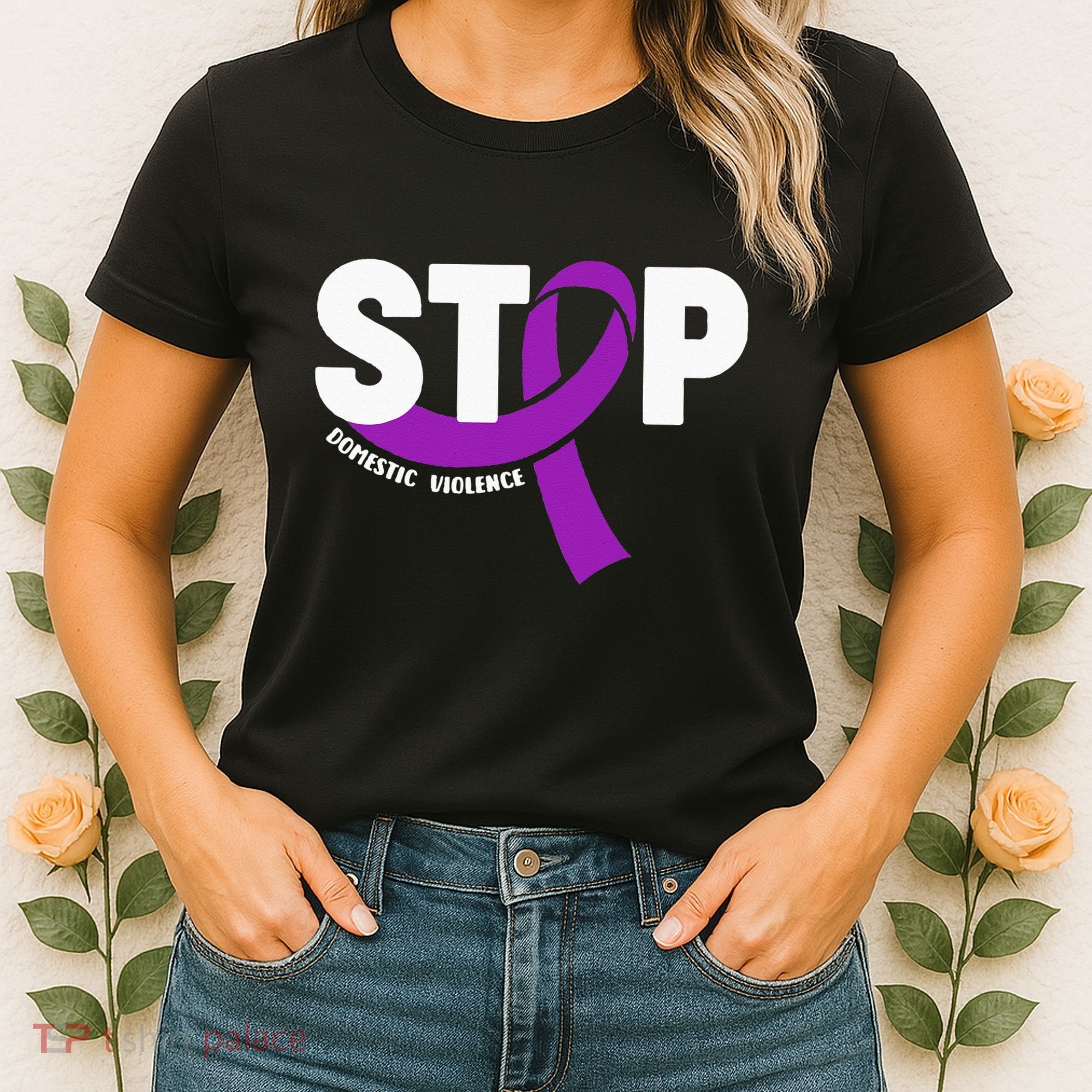 Stop Domestic Violence Awareness Purple Ribbon Women's T-Shirt