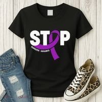Stop Domestic Violence Awareness Purple Ribbon Women's T-Shirt thumb 3