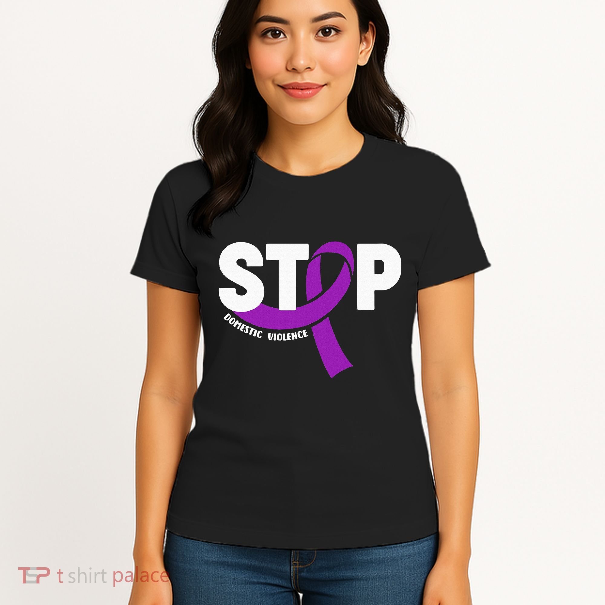 Stop Domestic Violence Awareness Purple Ribbon Women's T-Shirt
