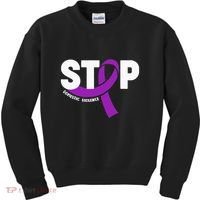 Stop Domestic Violence Awareness Purple Ribbon Kids Sweatshirt thumb 0