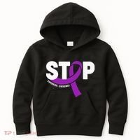 Stop Domestic Violence Awareness Purple Ribbon Kids Hoodie thumb 0