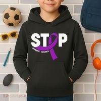 Stop Domestic Violence Awareness Purple Ribbon Kids Hoodie thumb 2