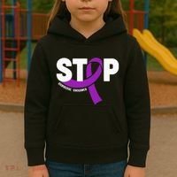 Stop Domestic Violence Awareness Purple Ribbon Kids Hoodie thumb 3