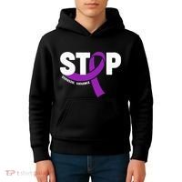 Stop Domestic Violence Awareness Purple Ribbon Kids Hoodie thumb 4