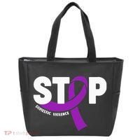 Stop Domestic Violence Awareness Purple Ribbon Tote Bag thumb 0