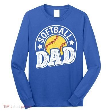 Softball Dad Vintage Softball Gift Long Sleeve Shirt