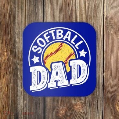 Softball Dad Vintage Softball Gift Coaster
