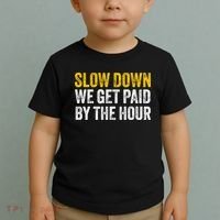 Slow Down We Get Paid By The Hour Funny Laborers Labor Day Toddler T-Shirt thumb 2