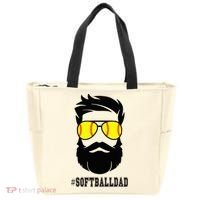 Softball Dad With Beard And Cool Sunglasses Tote Bag thumb 0