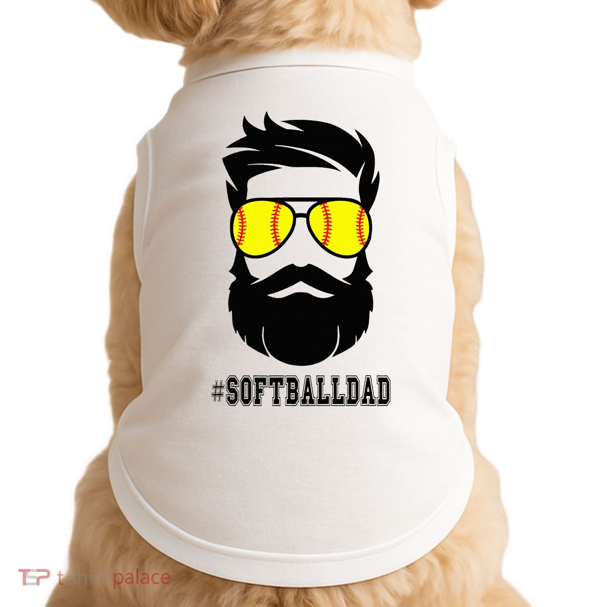 Softball Dad With Beard And Cool Sunglasses Doggie Tank