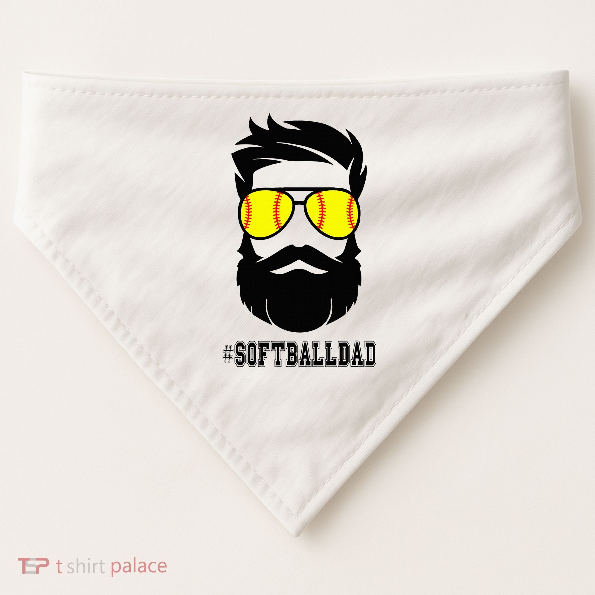 Softball Dad With Beard And Cool Sunglasses USA-Made Doggie Bandana