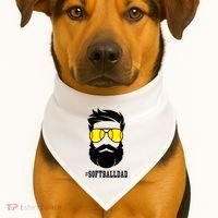 Softball Dad With Beard And Cool Sunglasses USA-Made Doggie Bandana thumb 1