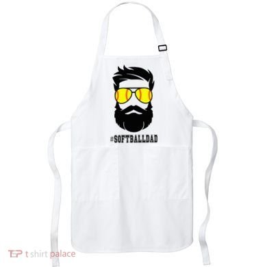 Softball Dad With Beard And Cool Sunglasses Apron