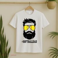 Softball Dad With Beard And Cool Sunglasses T-Shirt thumb 2