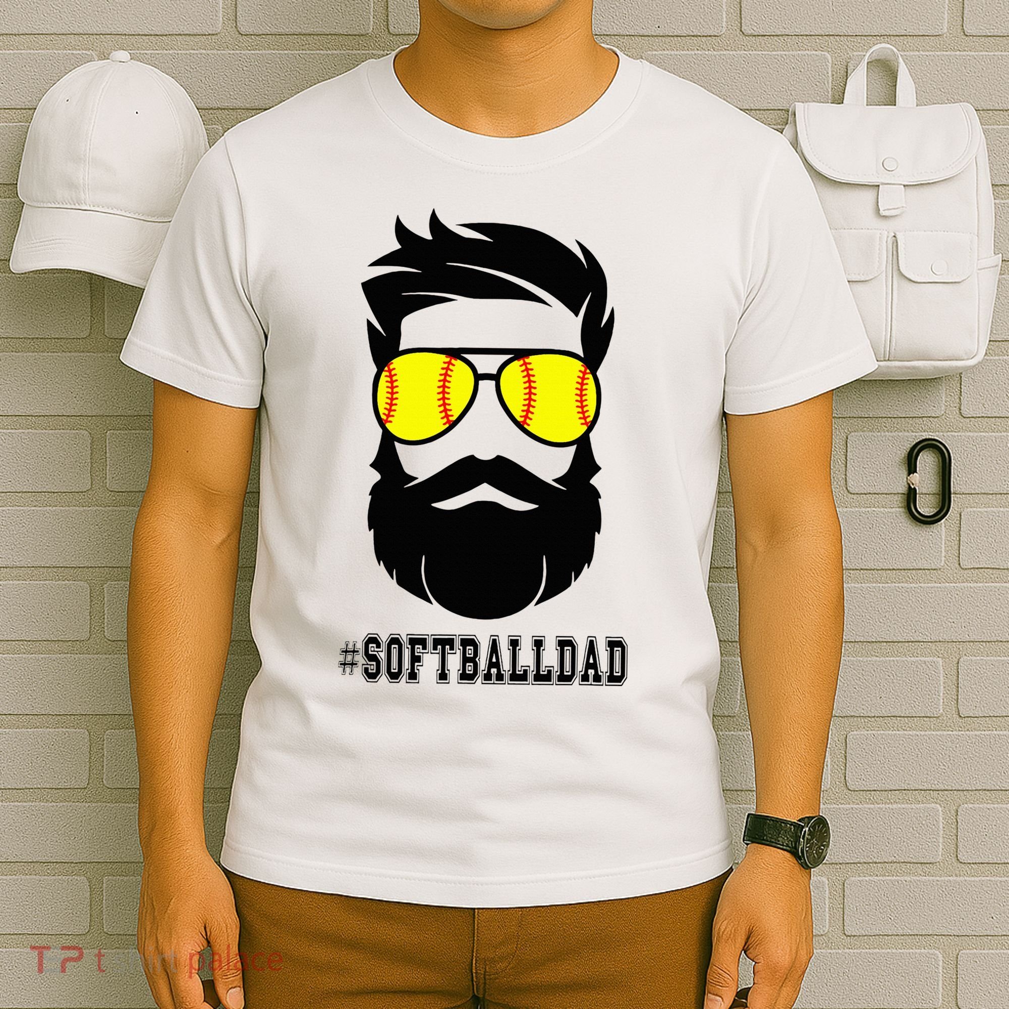 Softball Dad With Beard And Cool Sunglasses T-Shirt