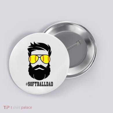 Softball Dad With Beard And Cool Sunglasses Button