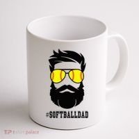 Softball Dad With Beard And Cool Sunglasses Coffee Mug thumb 1