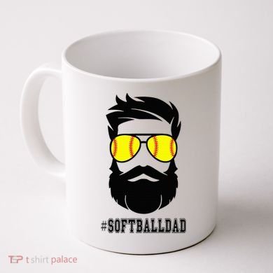 Softball Dad With Beard And Cool Sunglasses Coffee Mug