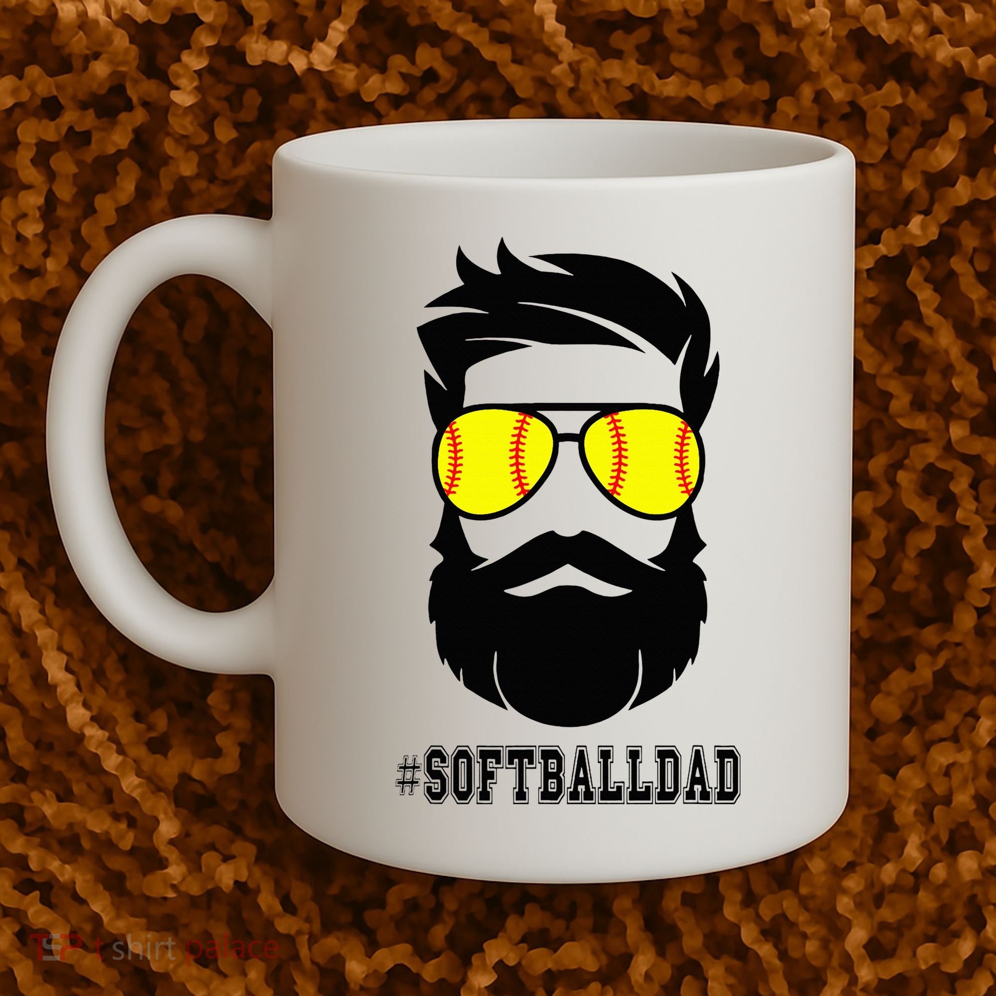 Softball Dad With Beard And Cool Sunglasses Coffee Mug